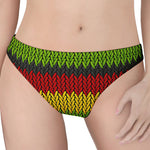 Knitted Style Reggae Pattern Print Women's Thong