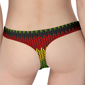 Knitted Style Reggae Pattern Print Women's Thong