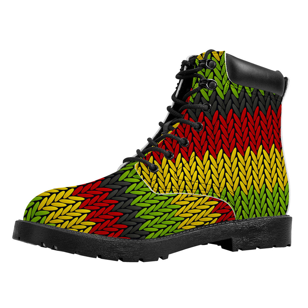 Knitted Style Reggae Pattern Print Work Boots