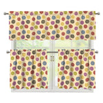 Knitting Yarn Pattern Print 3 Piece Kitchen Curtains