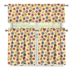 Knitting Yarn Pattern Print 3 Piece Kitchen Curtains