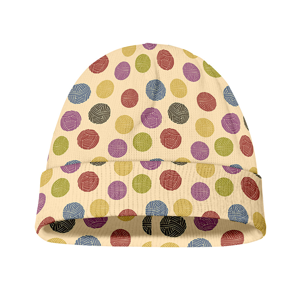 Knitting Yarn Pattern Print Beanie