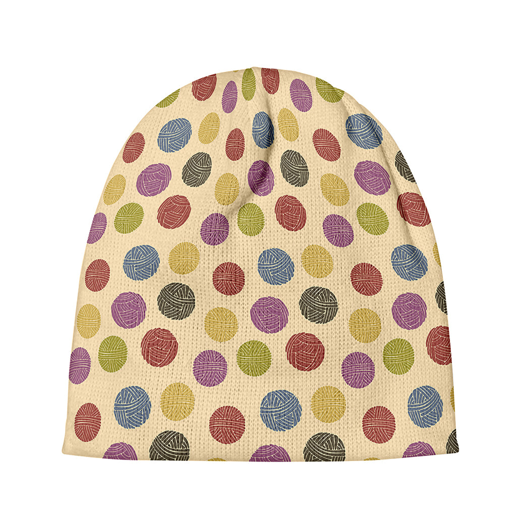 Knitting Yarn Pattern Print Beanie
