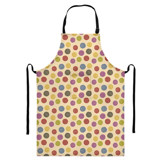 Knitting Yarn Pattern Print Bib Apron With Pocket
