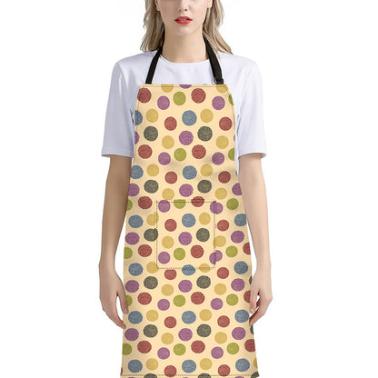 Knitting Yarn Pattern Print Bib Apron With Pocket