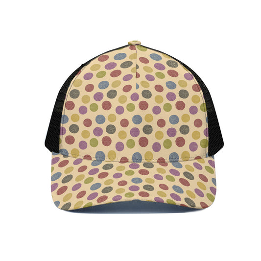 Knitting Yarn Pattern Print Black Mesh Trucker Cap