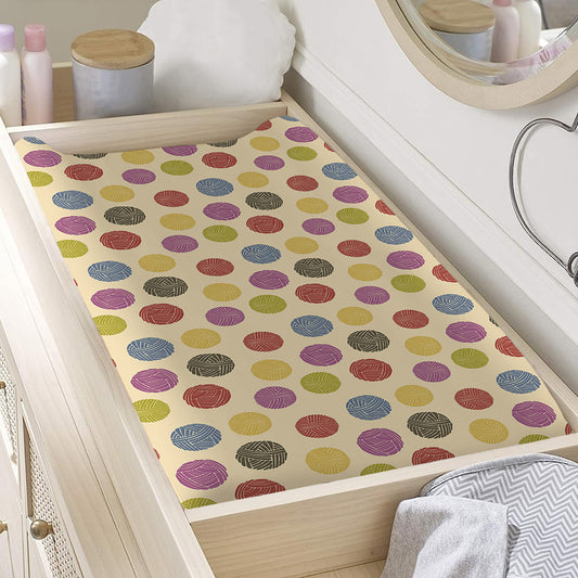 Knitting Yarn Pattern Print Changing Pad Cover