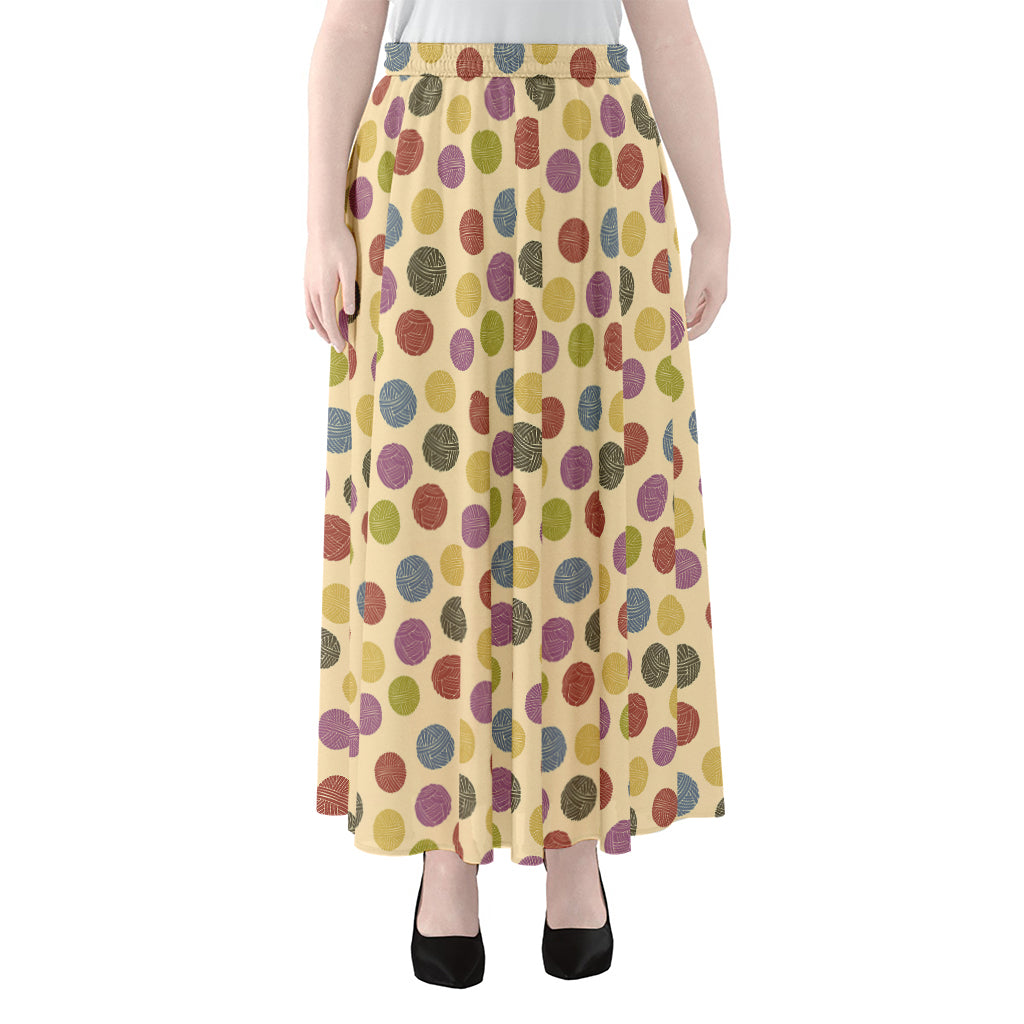 Knitting Yarn Pattern Print Chiffon Maxi Skirt