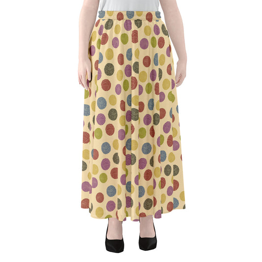 Knitting Yarn Pattern Print Chiffon Maxi Skirt