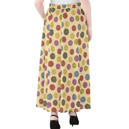 Knitting Yarn Pattern Print Chiffon Maxi Skirt