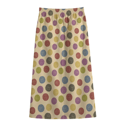 Knitting Yarn Pattern Print Cotton Front Slit Maxi Skirt