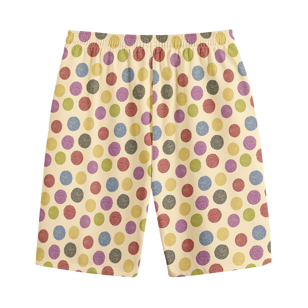 Knitting Yarn Pattern Print Cotton Shorts