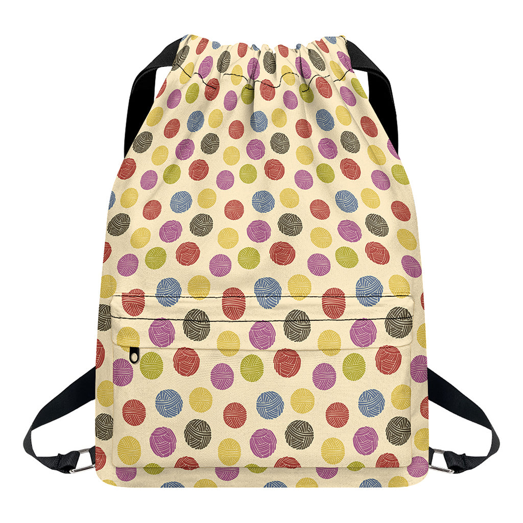 Knitting Yarn Pattern Print Drawstring Backpack