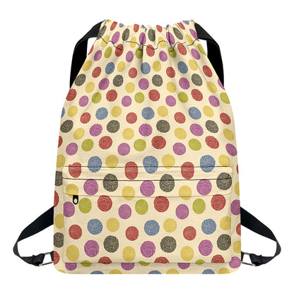 Knitting Yarn Pattern Print Drawstring Backpack