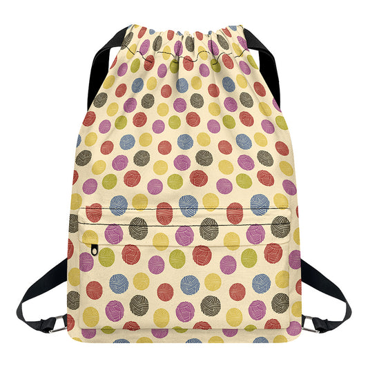 Knitting Yarn Pattern Print Drawstring Backpack