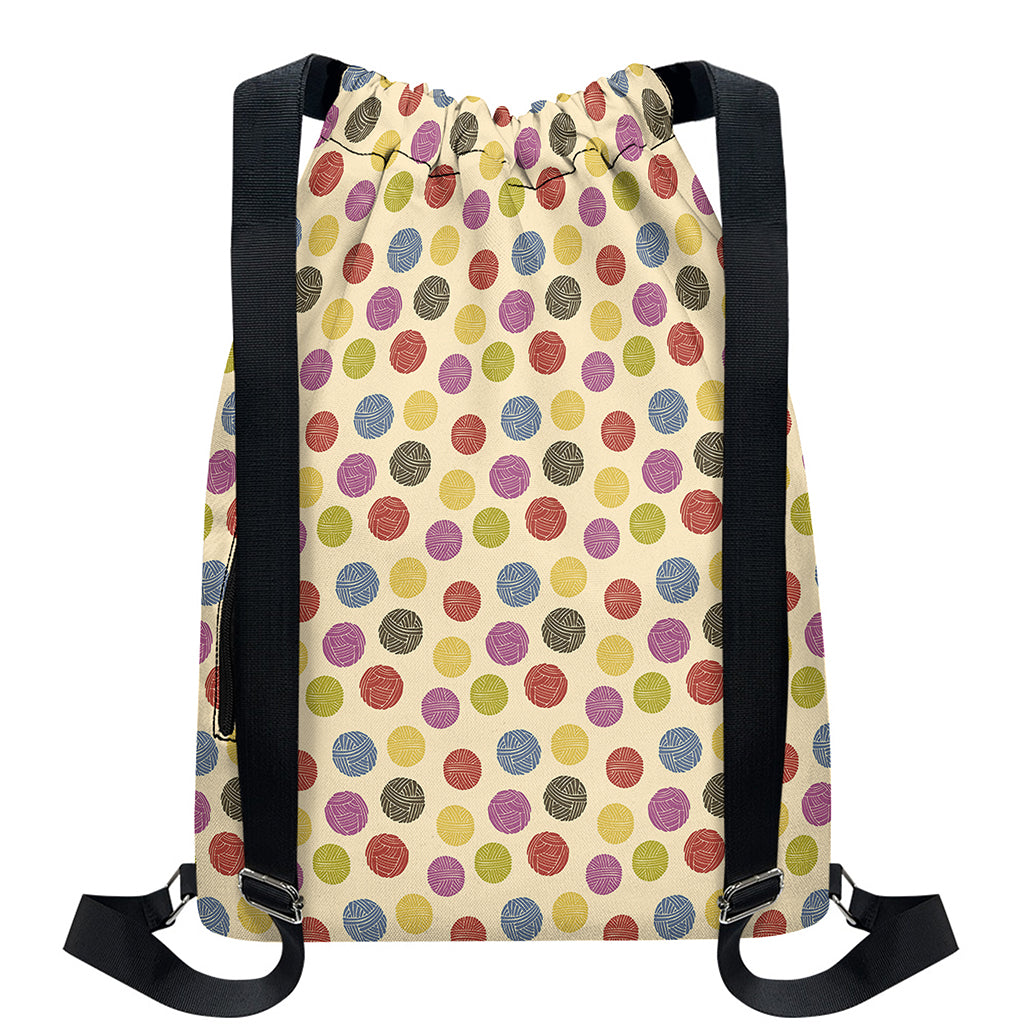 Knitting Yarn Pattern Print Drawstring Backpack