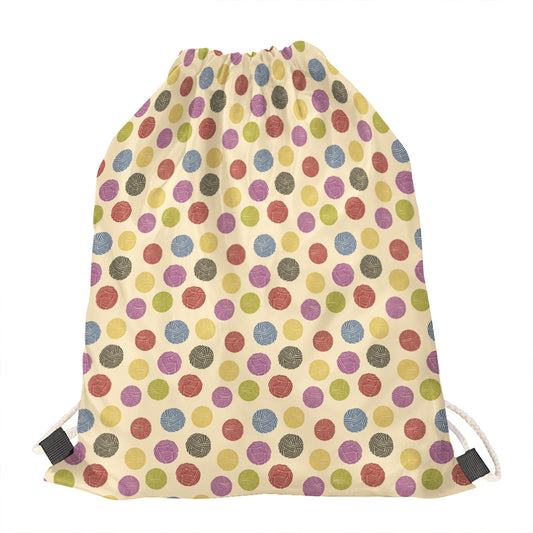 Knitting Yarn Pattern Print Drawstring Bag