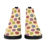 Knitting Yarn Pattern Print Flat Ankle Boots