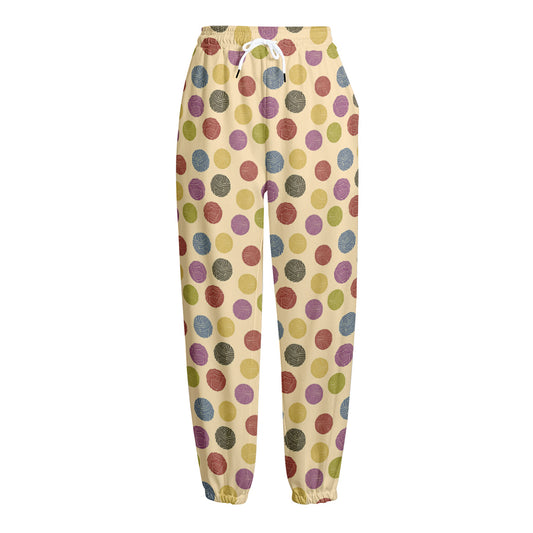 Knitting Yarn Pattern Print Fleece Lined Knit Pants