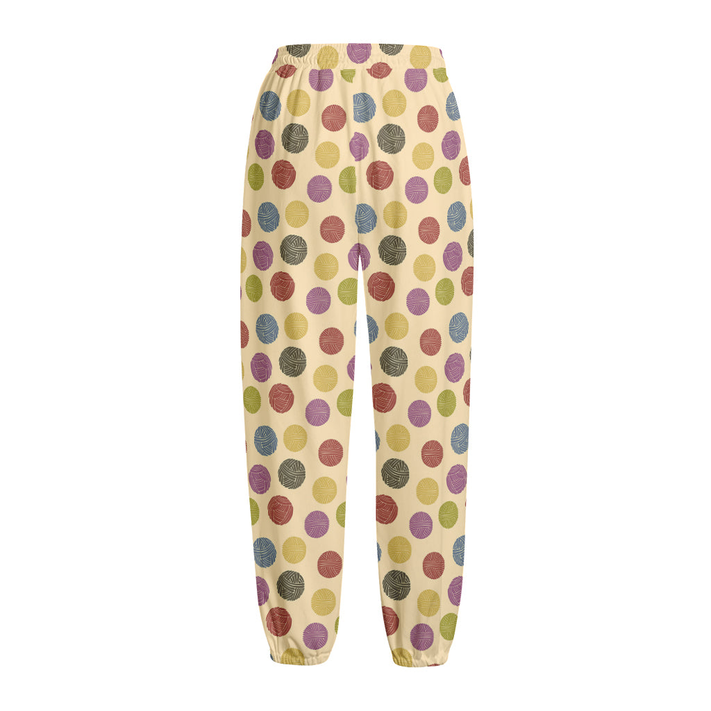 Knitting Yarn Pattern Print Fleece Lined Knit Pants