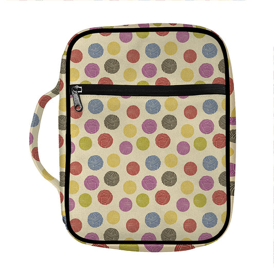 Knitting Yarn Pattern Print Front Pocket Bible Bag