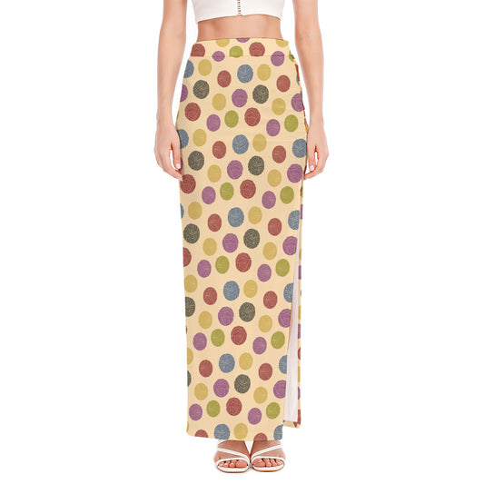 Knitting Yarn Pattern Print High Slit Maxi Skirt