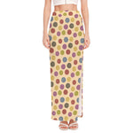 Knitting Yarn Pattern Print High Slit Maxi Skirt