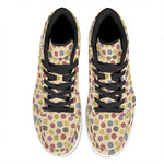 Knitting Yarn Pattern Print High Top Leather Sneakers
