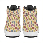 Knitting Yarn Pattern Print High Top Leather Sneakers