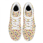 Knitting Yarn Pattern Print High Top Leather Sneakers