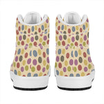 Knitting Yarn Pattern Print High Top Leather Sneakers