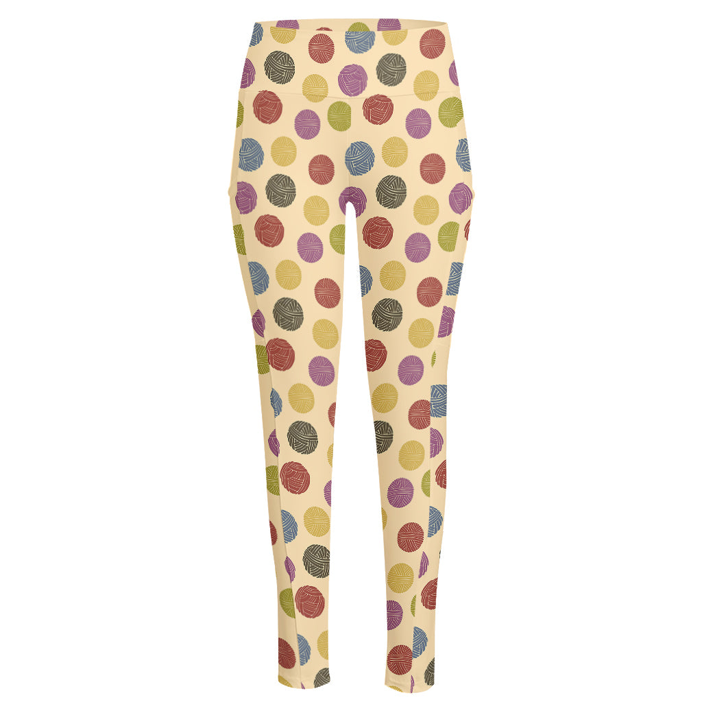 Knitting Yarn Pattern Print High-Waisted Pocket Leggings