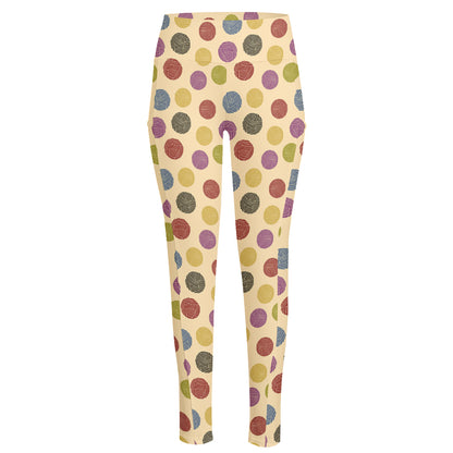 Knitting Yarn Pattern Print High-Waisted Pocket Leggings