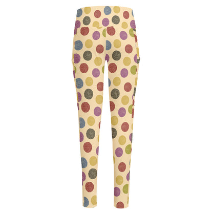 Knitting Yarn Pattern Print High-Waisted Pocket Leggings