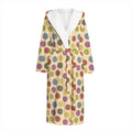 Knitting Yarn Pattern Print Hooded Bathrobe