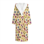 Knitting Yarn Pattern Print Hooded Bathrobe