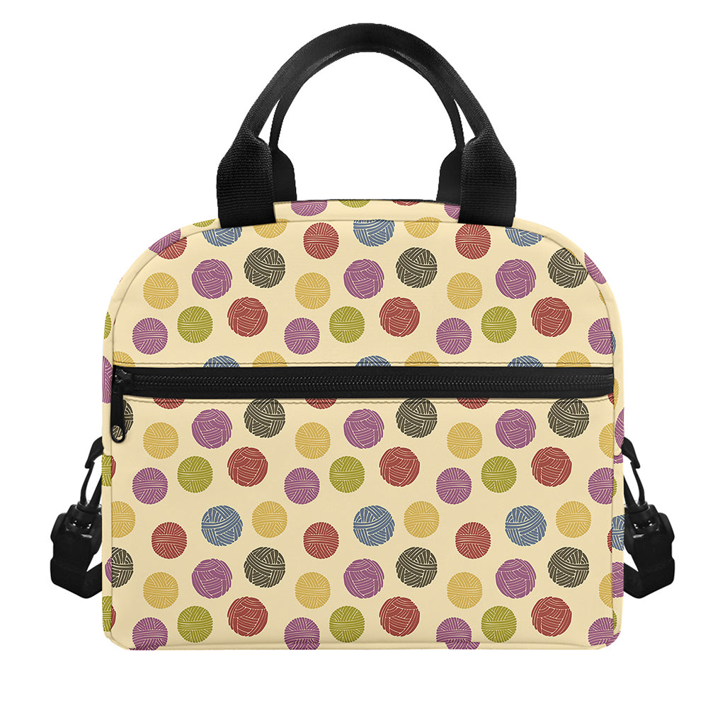 Knitting Yarn Pattern Print Insulated Lunch Bag