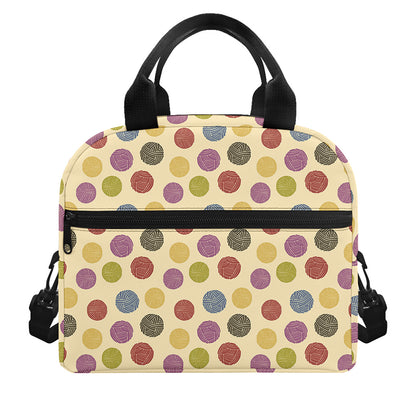 Knitting Yarn Pattern Print Insulated Lunch Bag