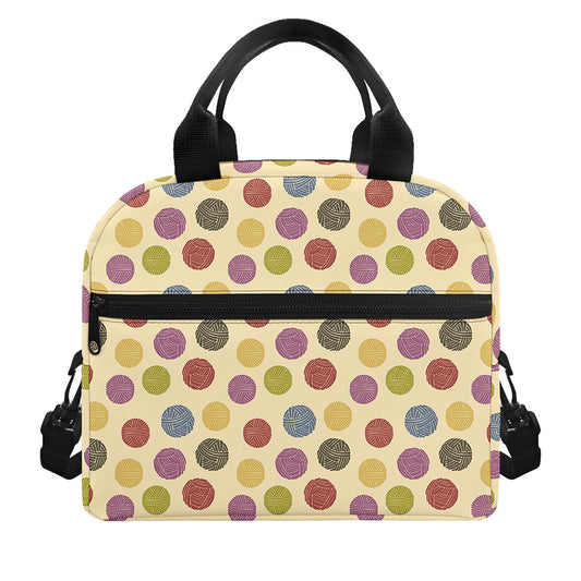 Knitting Yarn Pattern Print Insulated Lunch Bag