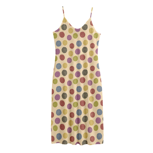 Knitting Yarn Pattern Print Jersey Midi Cami Dress