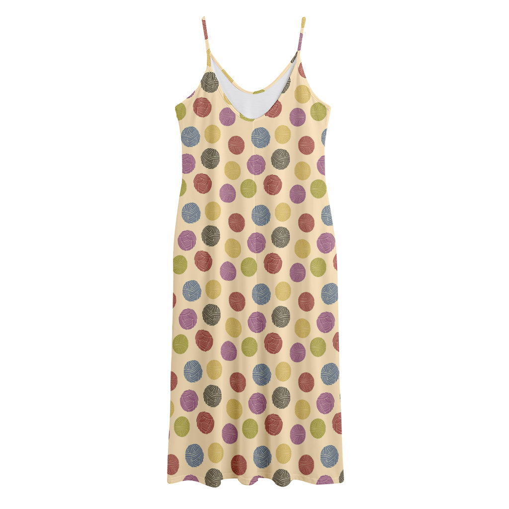 Knitting Yarn Pattern Print Jersey Midi Cami Dress