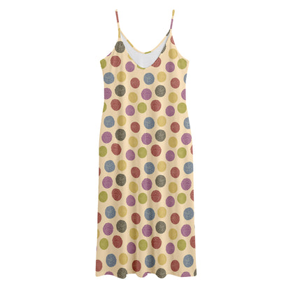 Knitting Yarn Pattern Print Jersey Midi Cami Dress
