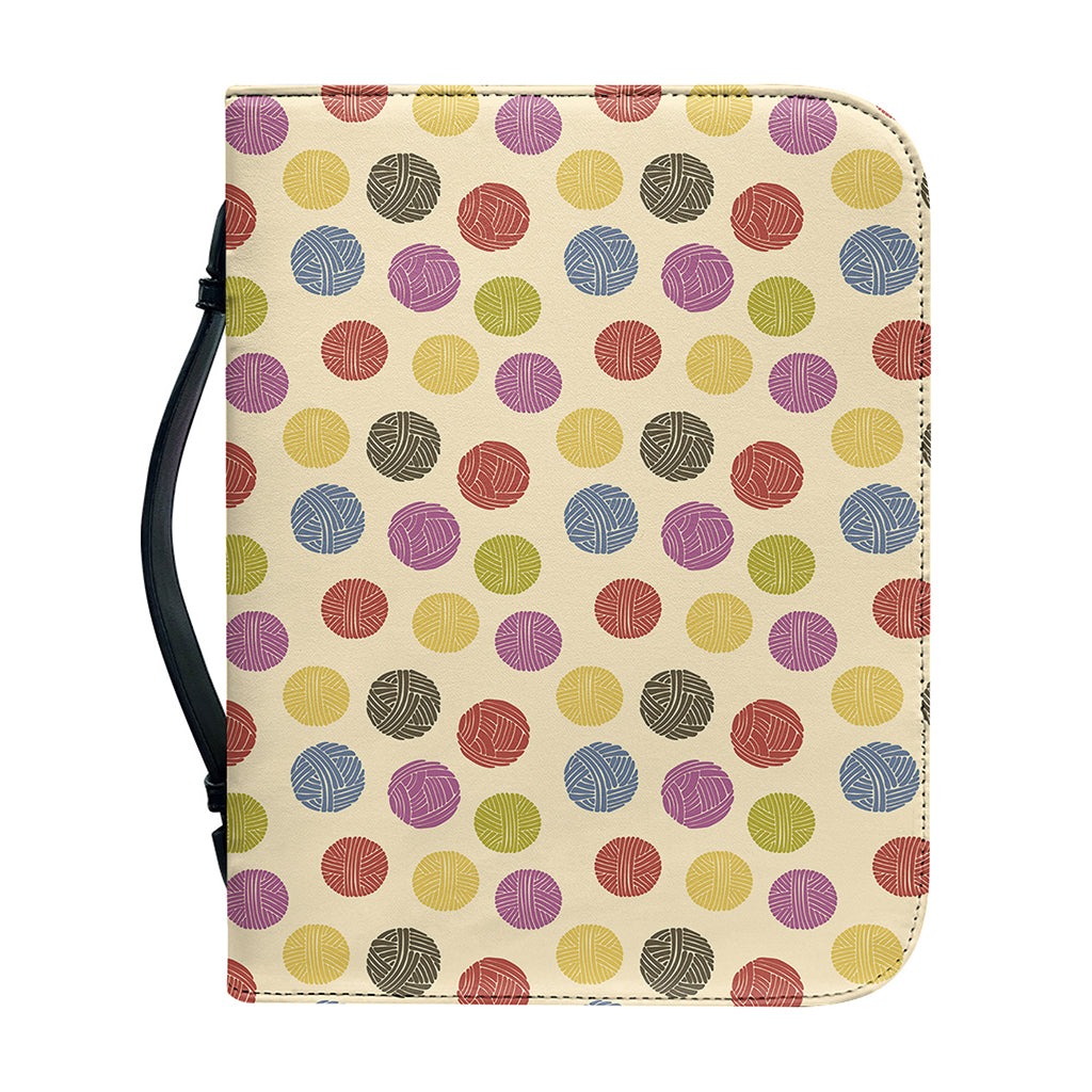 Knitting Yarn Pattern Print Leather Bible Cover