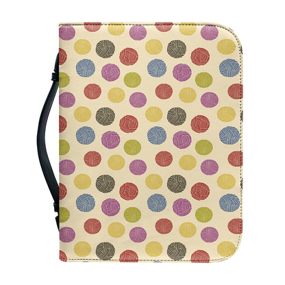 Knitting Yarn Pattern Print Leather Bible Cover