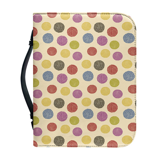 Knitting Yarn Pattern Print Leather Bible Cover
