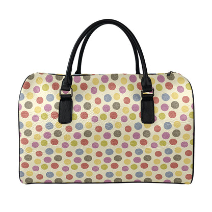 Knitting Yarn Pattern Print Leather Duffle Bag