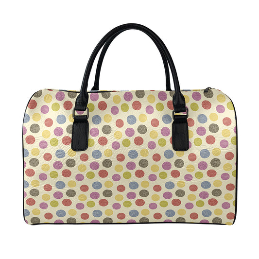 Knitting Yarn Pattern Print Leather Duffle Bag