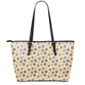 Knitting Yarn Pattern Print Leather Tote Bag With Zipper