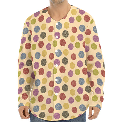 Knitting Yarn Pattern Print Long Sleeve Baseball Jersey