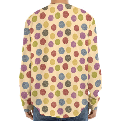 Knitting Yarn Pattern Print Long Sleeve Baseball Jersey